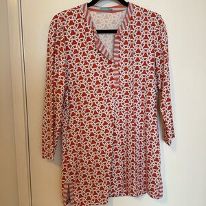J McLaughlin tunic orange blue and white